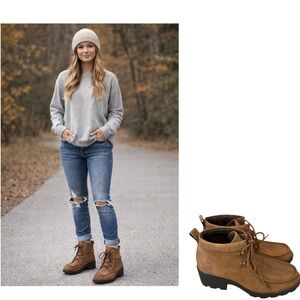 Born Brown Leather Griffin Moc Toe Chukka Boots Lug Sole Comfort Ankle Boot 10